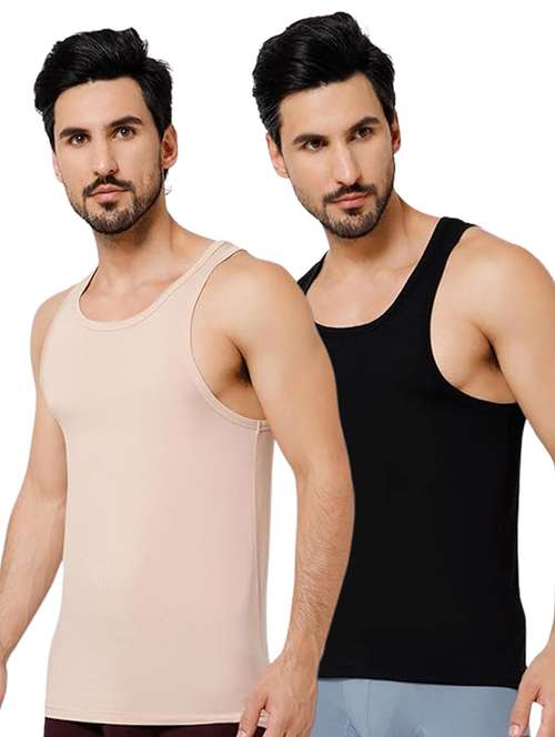 men pack of 2 solid scoop neck vest - 22081992 - Standard Image - 0