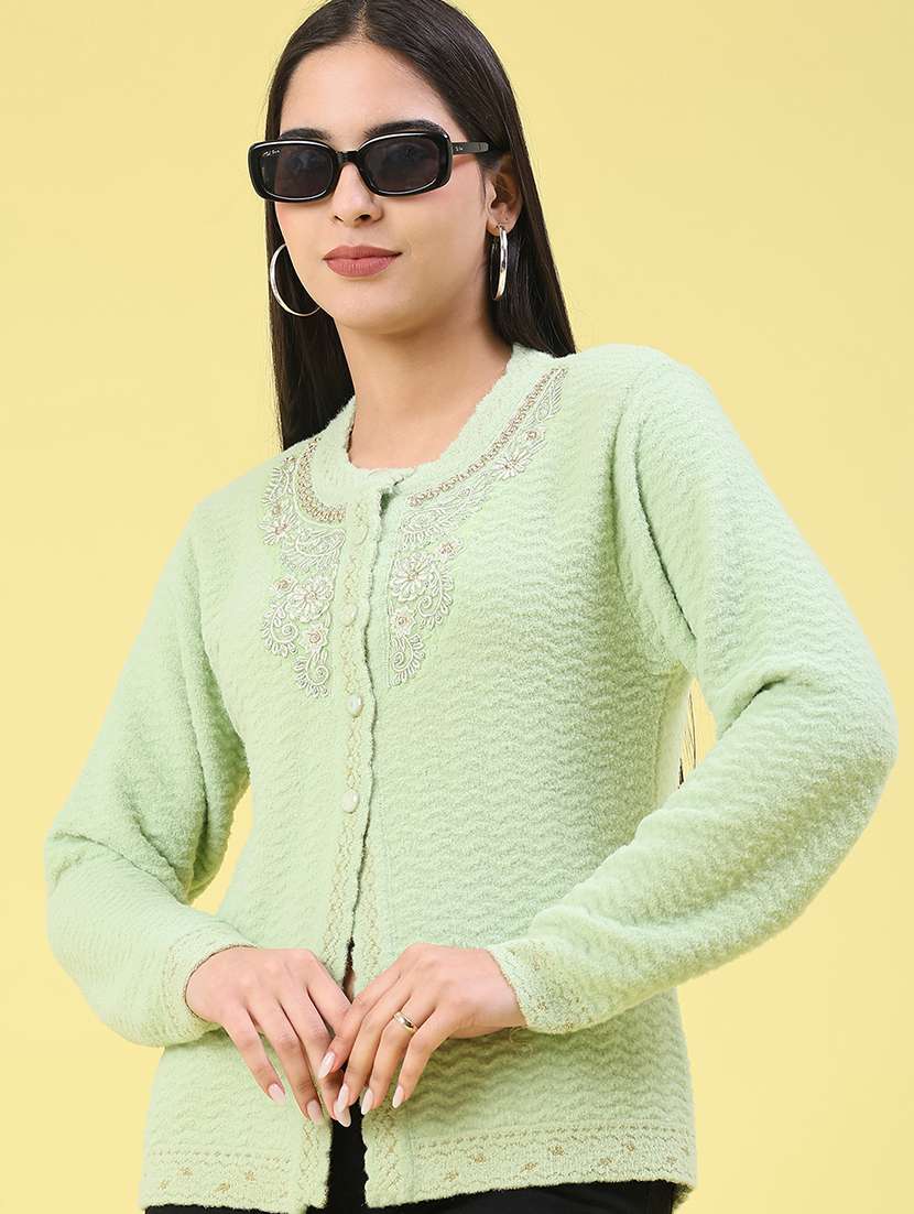women self design sleeveless cardigan