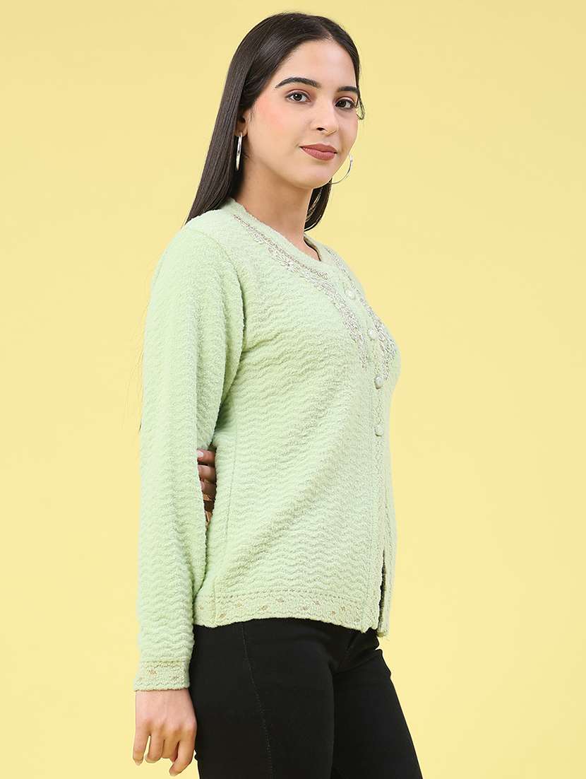 Women Self Design Sleeveless Cardigan - 22082110 -  Standard Image - 3