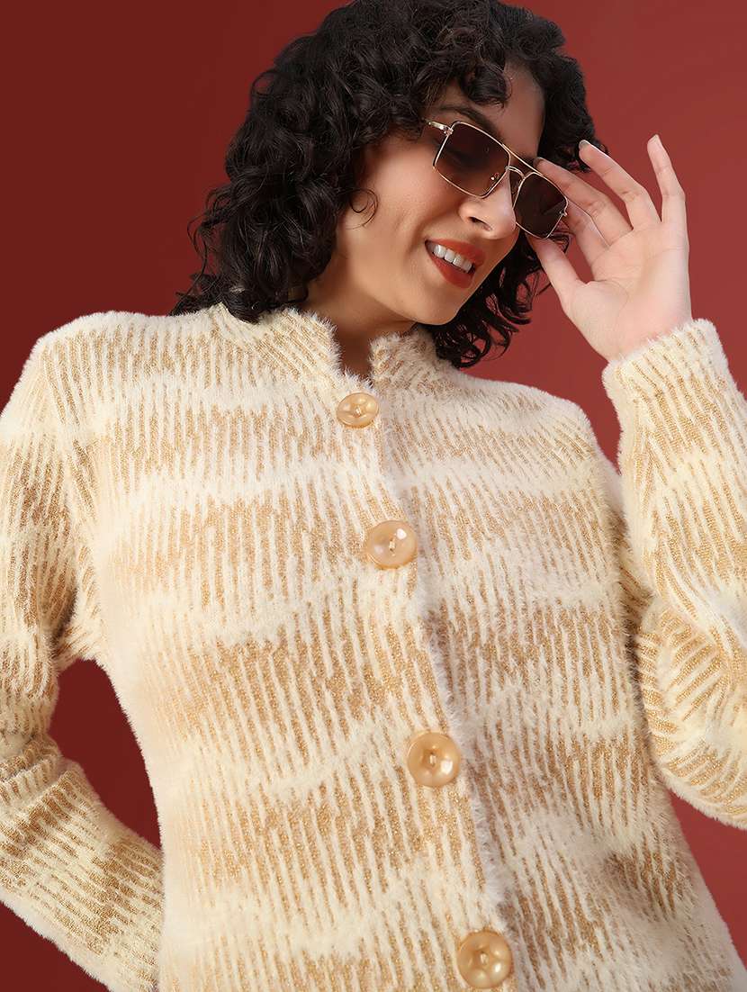 women self design long sleeve cardigan