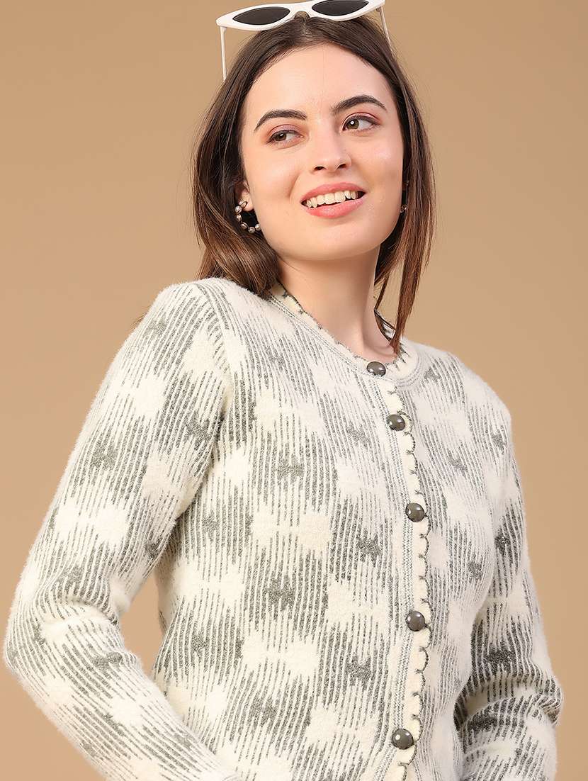 women self design long sleeve cardigan