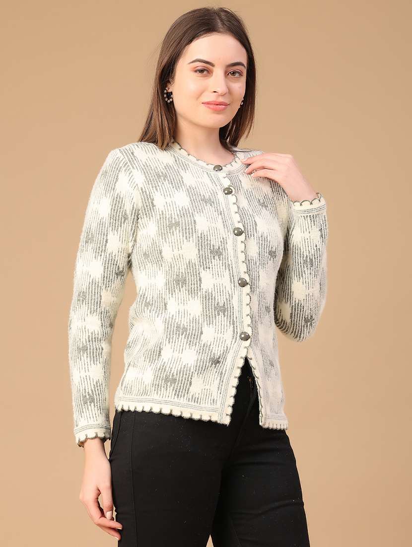 women self design long sleeve cardigan - 22082119 -  Standard Image - 3