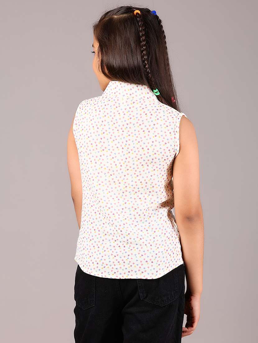 girls printed collared sleeveless top - 22082145 -  Standard Image - 3