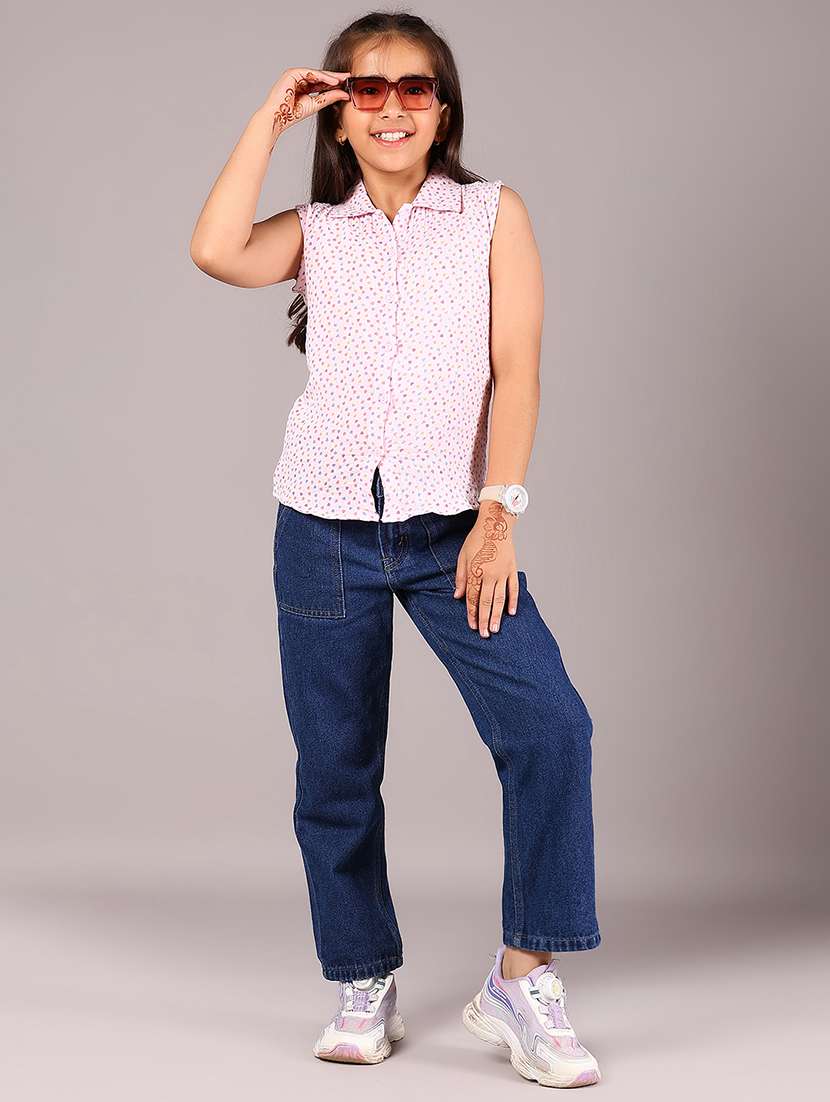 girls printed collared sleeveless top - 22082147 -  Standard Image - 5