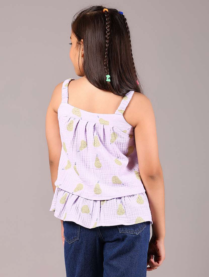 girls printed shoulder strap layered top - 22082148 -  Standard Image - 3