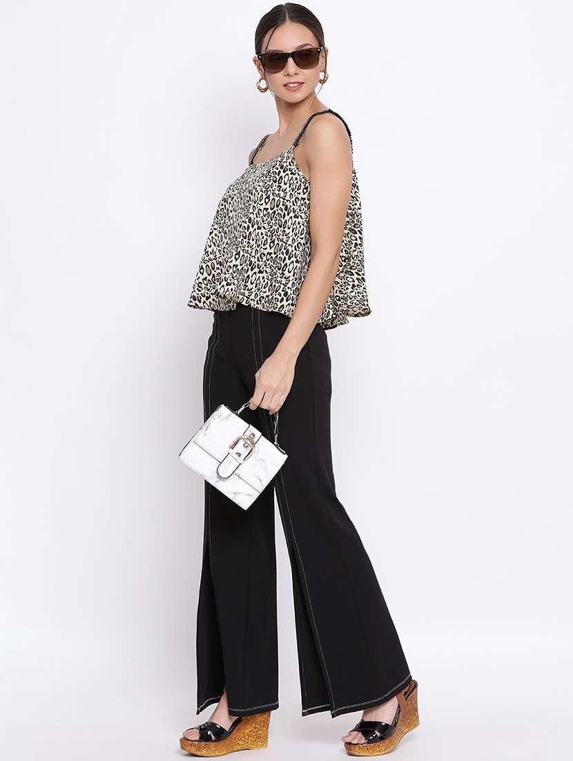 women animal print shoulder strap a-line top - 22082155 - Standard Image - 3