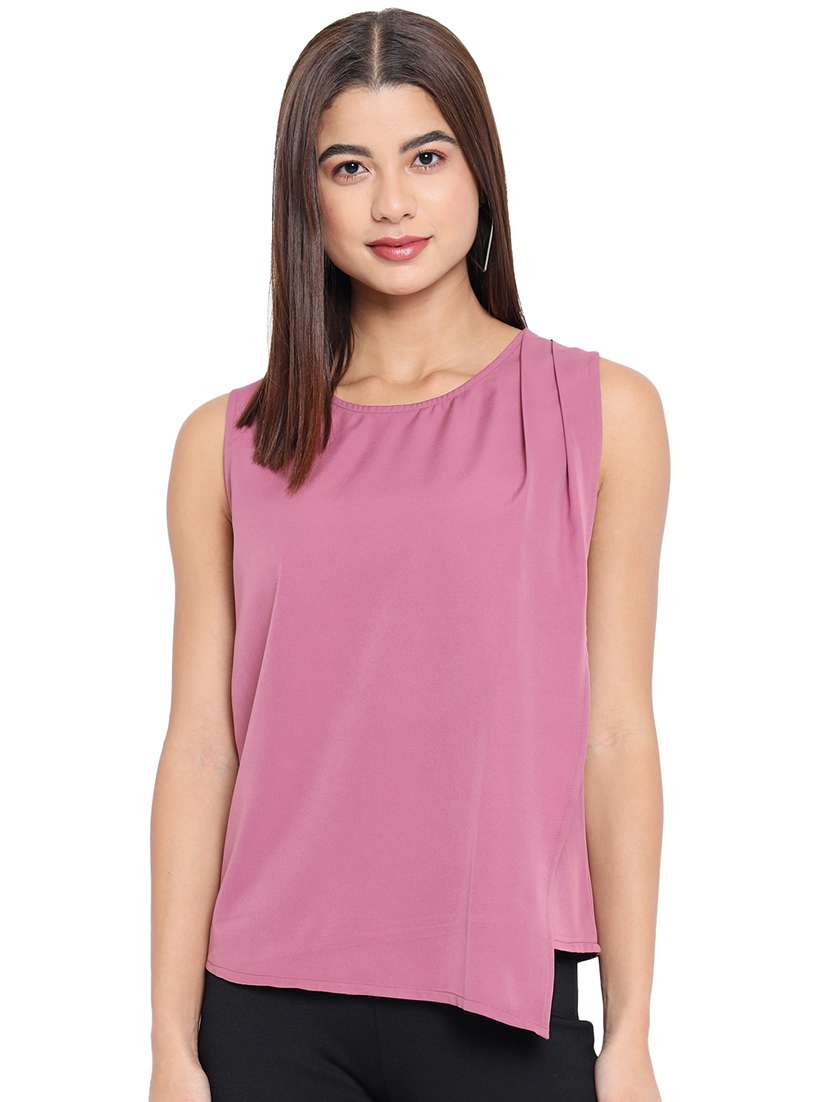women solid round neck sleeveless regular top - 22082156 -  Zoom Image - 0