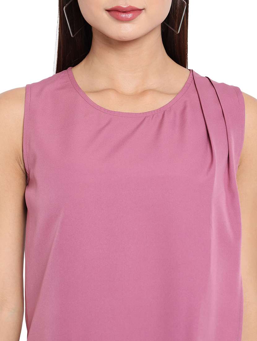 women solid round neck sleeveless regular top - 22082156 - Standard Image - 5