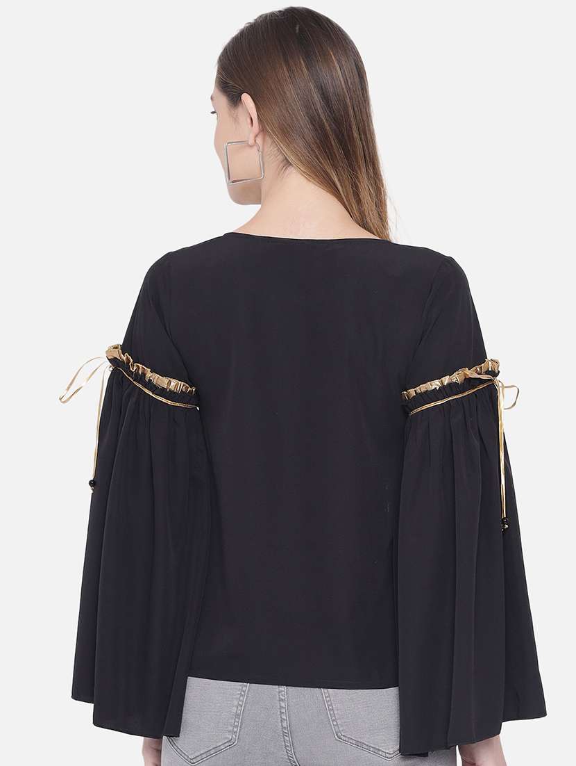 women solid round neck bell slevee regular top - 22082157 - Standard Image - 3