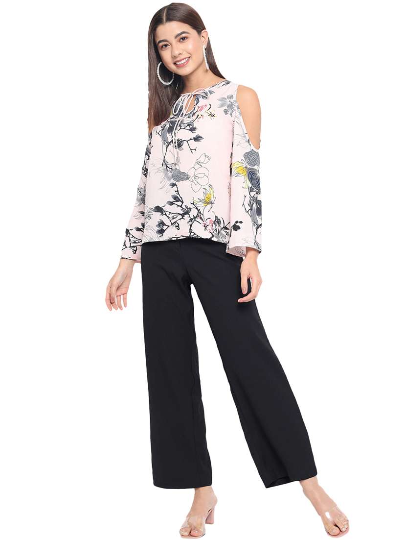 women printed tie-up neck cold shoulder regular top - 22082158 - Standard Image - 5