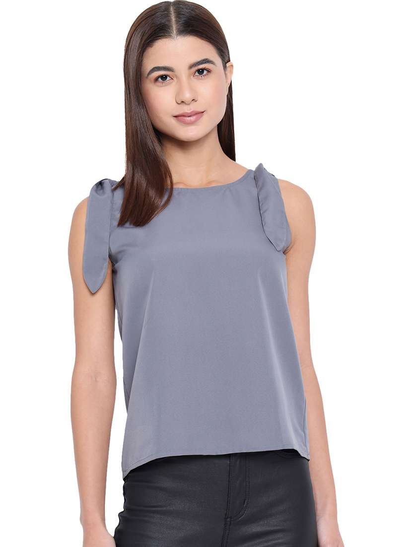 women solid round neck sleeveless regular top - 22082160 -  Zoom Image - 0