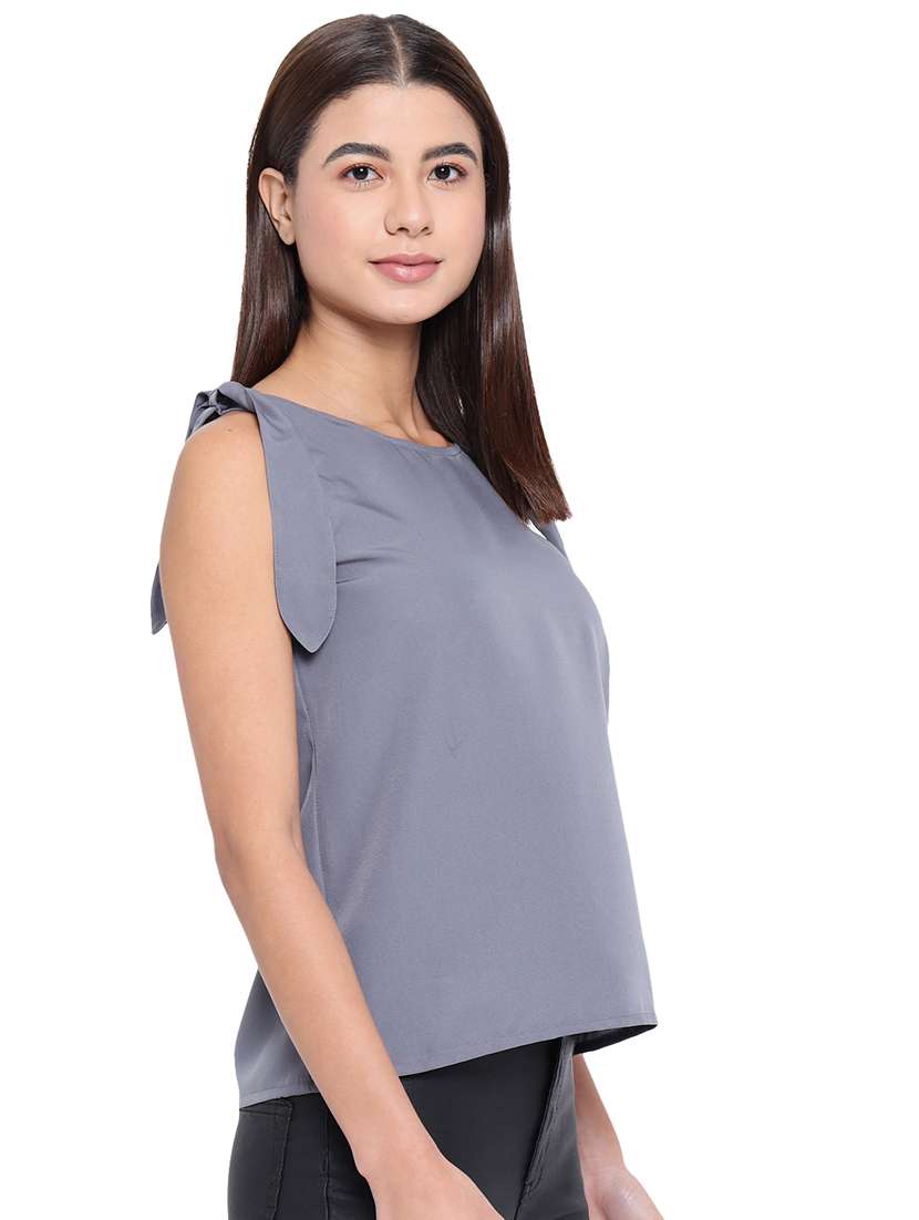women solid round neck sleeveless regular top - 22082160 - Standard Image - 3