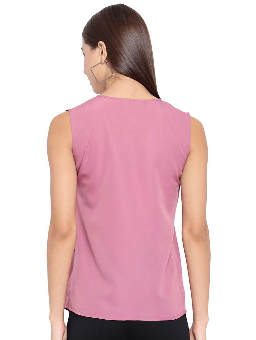women solid sleeveless knot detailed top - 22082162 - Standard Image - 3