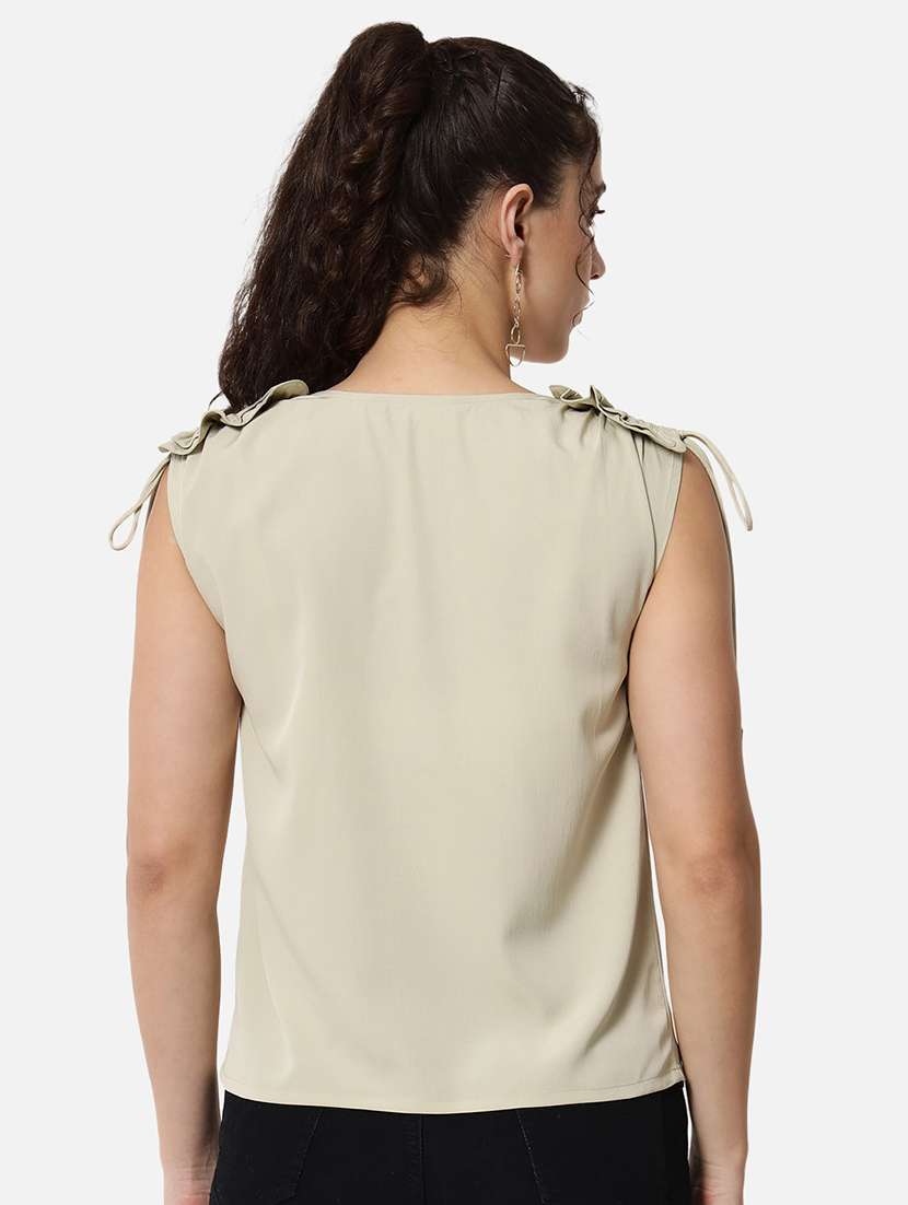 women solid boat neck sleeveless regular top - 22082166 -  Standard Image - 3