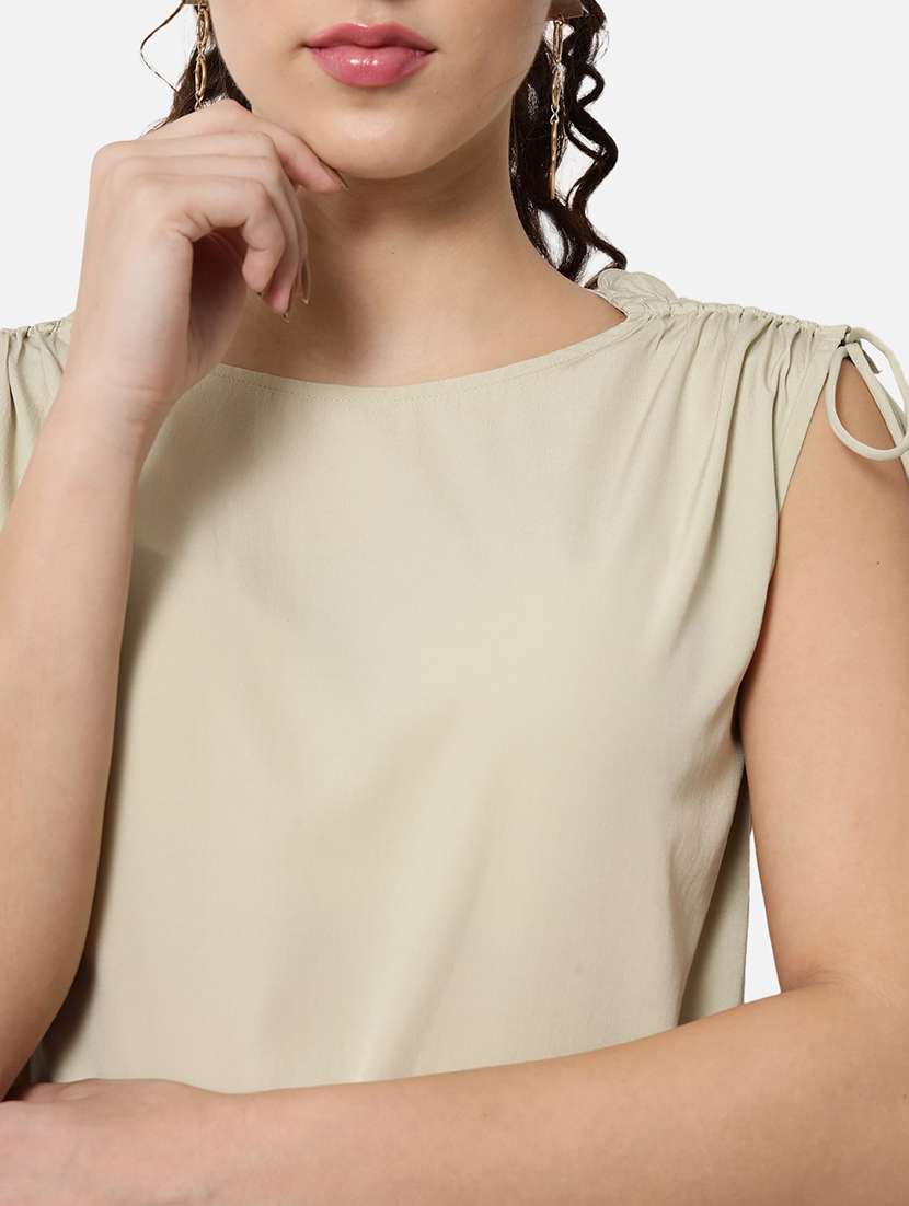 women solid boat neck sleeveless regular top - 22082166 -  Standard Image - 5