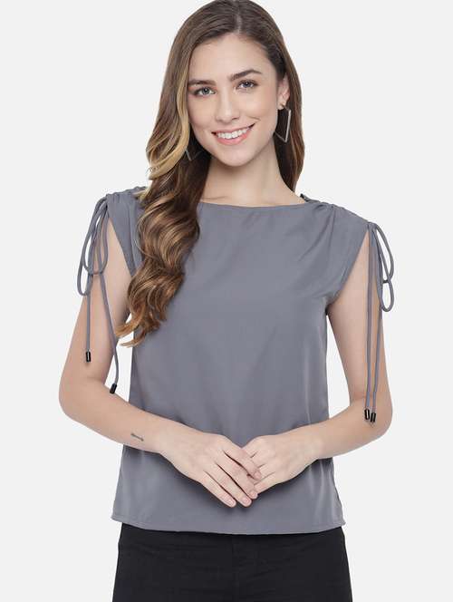 women solid baot neck sleeveless regular top - 22082167 -  Standard Image - 0