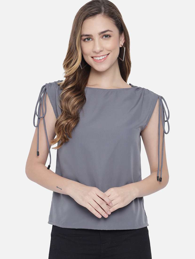 women solid baot neck sleeveless regular top - 22082167 -  Zoom Image - 0