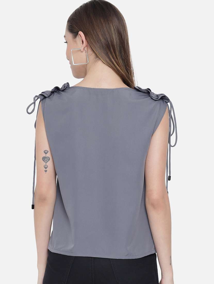 women solid baot neck sleeveless regular top - 22082167 - Standard Image - 3