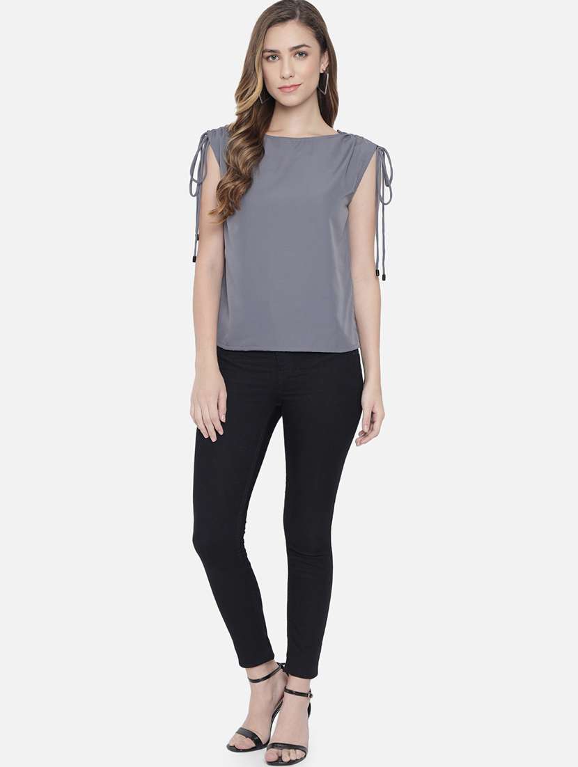 women solid baot neck sleeveless regular top - 22082167 - Standard Image - 5