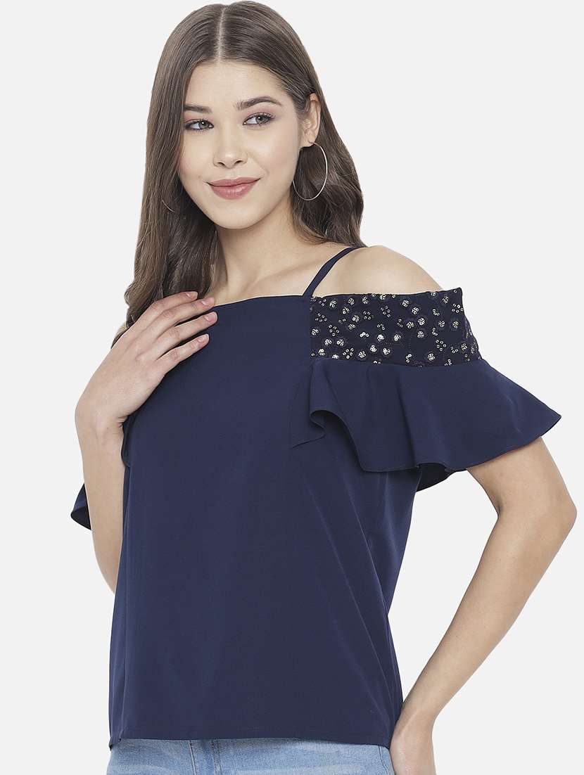 women embroidered off shoulder regular top - 22082169 - Standard Image - 3