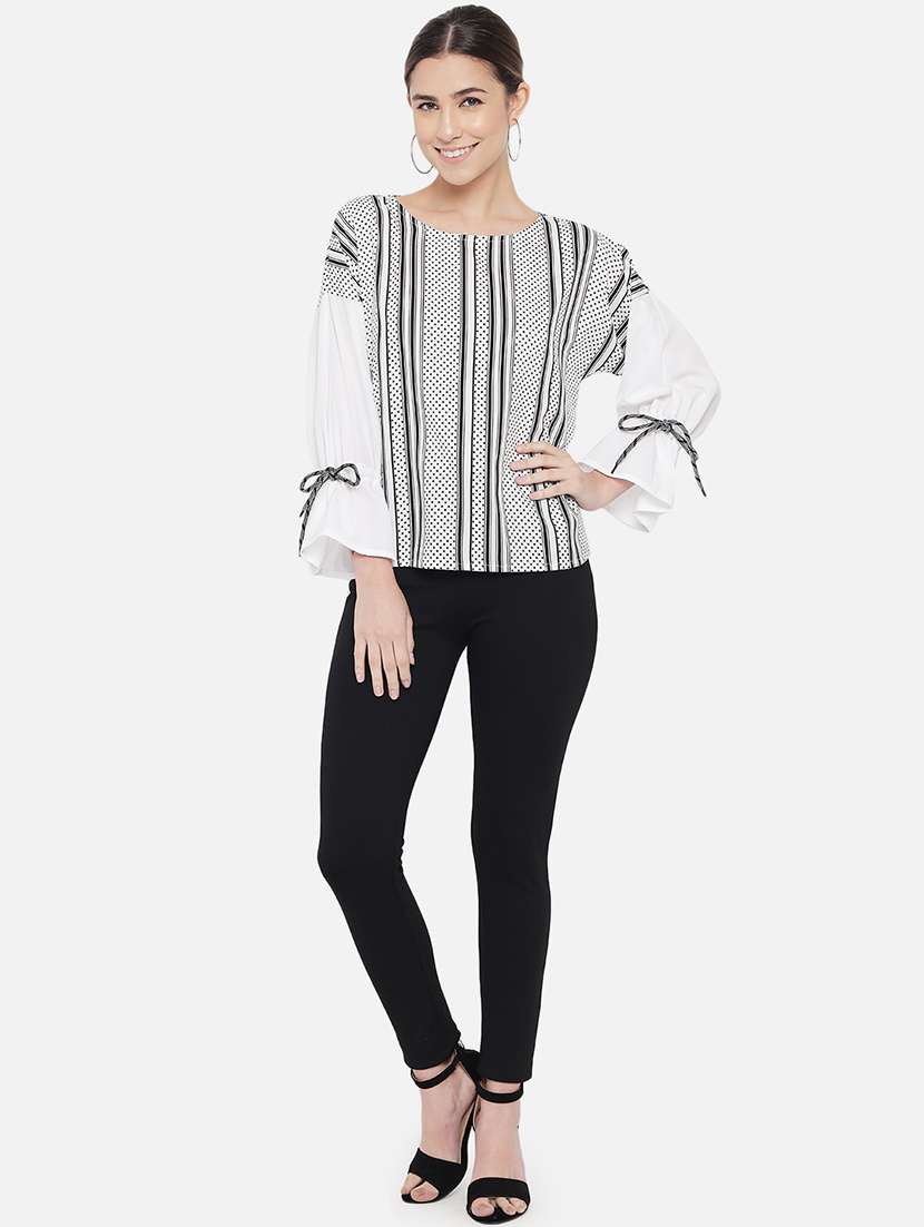 women printed bell sleeve regular top - 22082186 - Standard Image - 5