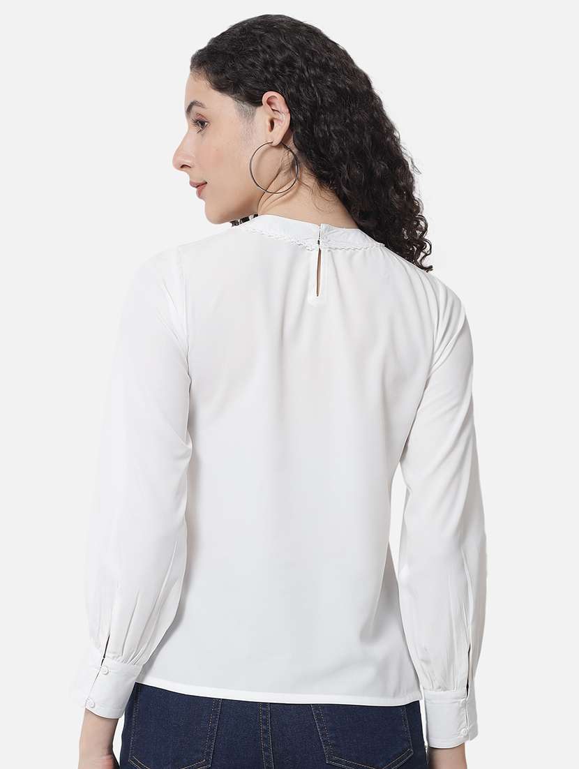women white solid long sleeve regular top - 22082189 - Standard Image - 3