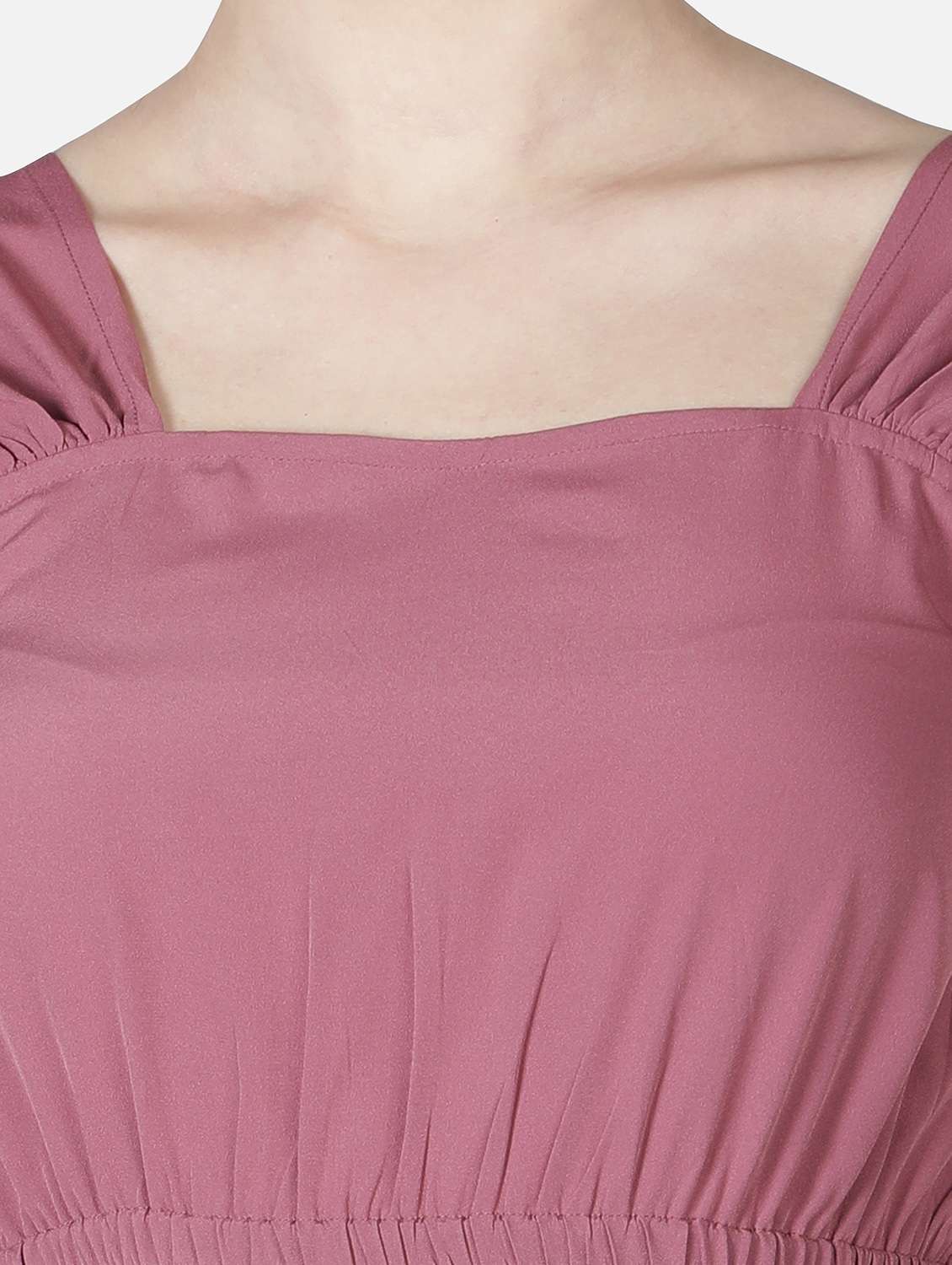 women pink solid puff sleeve crop top - 22082191 -  Standard Image - 5