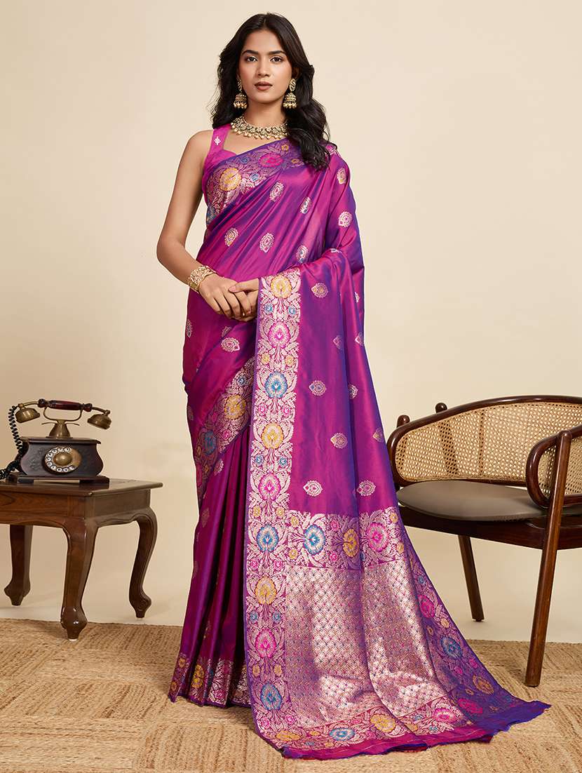 women self design banarasi saree with blouse