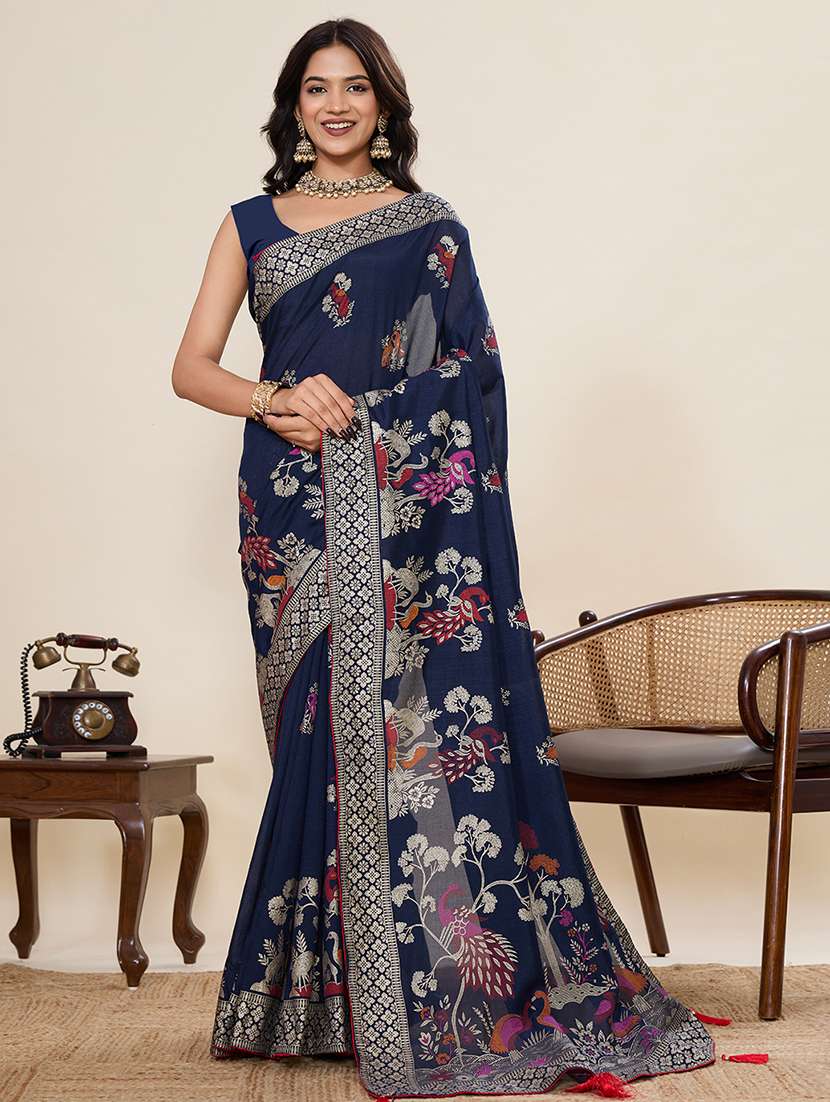 women foil printed saree with blouse - 22082212 -  Zoom Image - 0