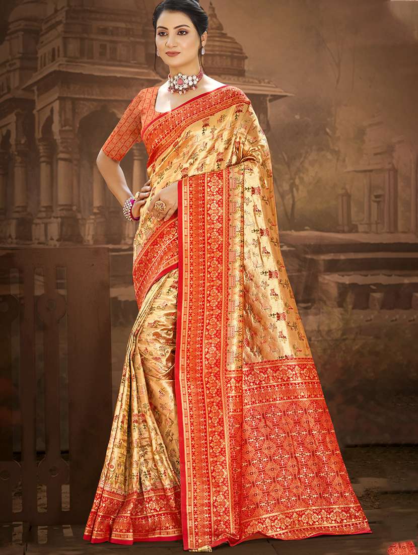 women self design dharmavaram saree with blouse - 22082239 - Zoom Image - 0