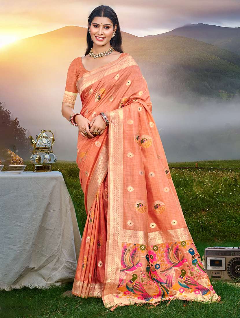 women self design assam silk saree with blouse