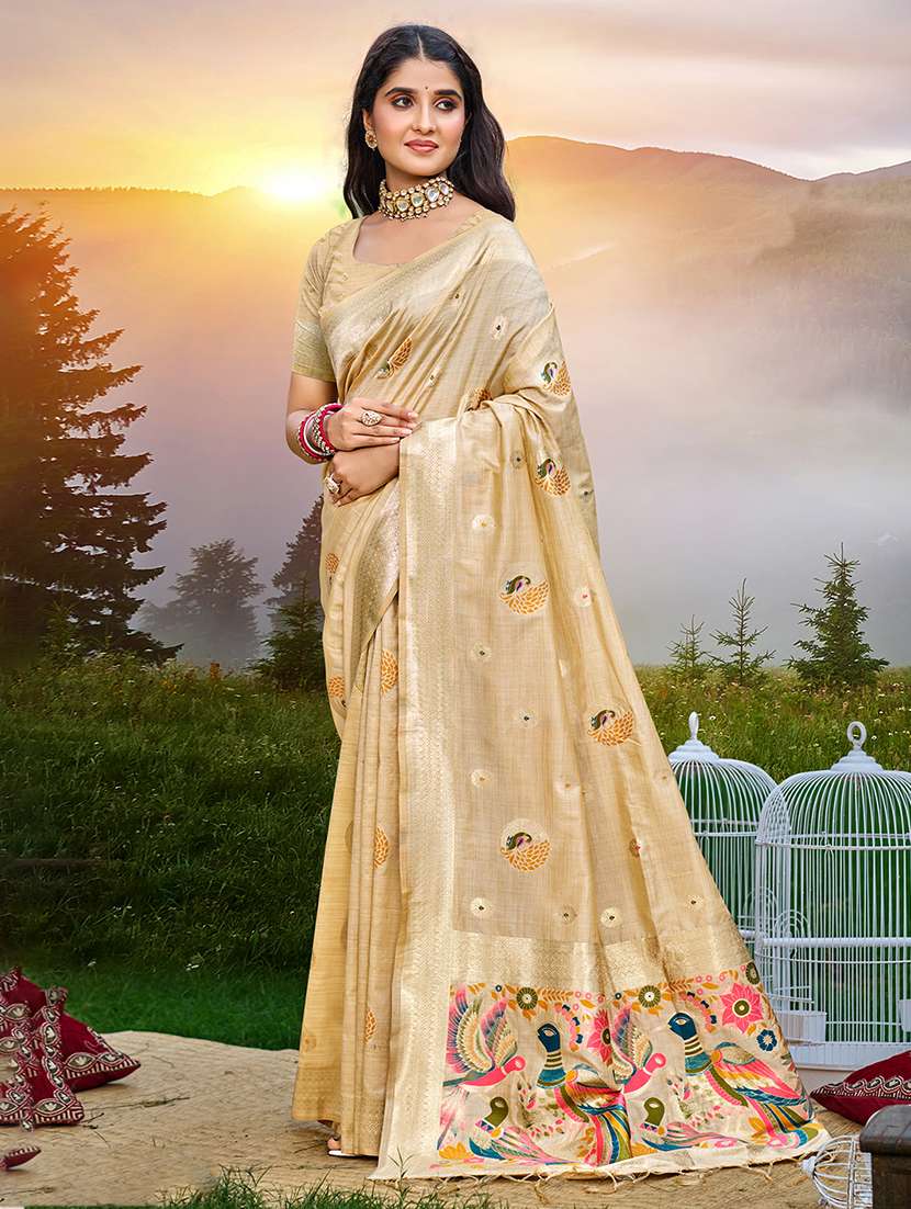 women self design assam silk saree with blouse
