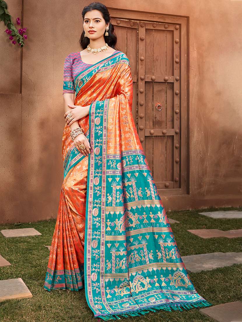 women self design kanjivaram saree with blouse