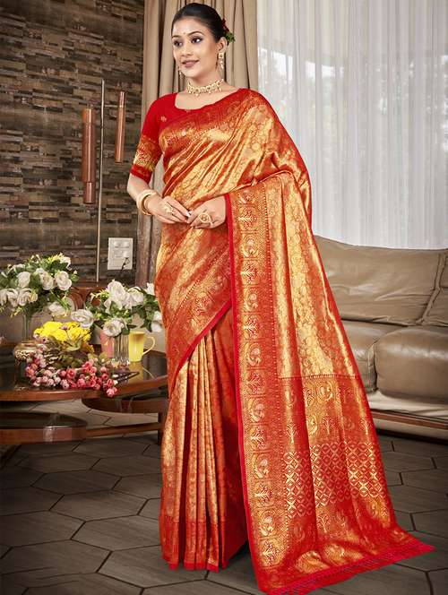 women self design kanjivaram saree with blouse - 22082387 - Standard Image - 0