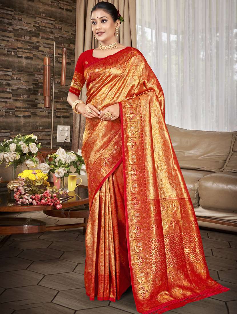 women self design kanjivaram saree with blouse - 22082387 - Zoom Image - 0