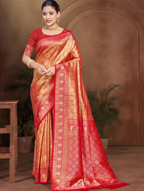 women self design kanjivaram saree with blouse - 22082390 - Standard Image - 0