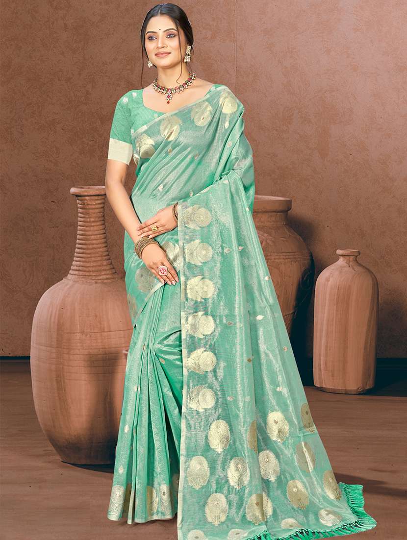 women self design chanderi saree with blouse - 22082422 -  Zoom Image - 0