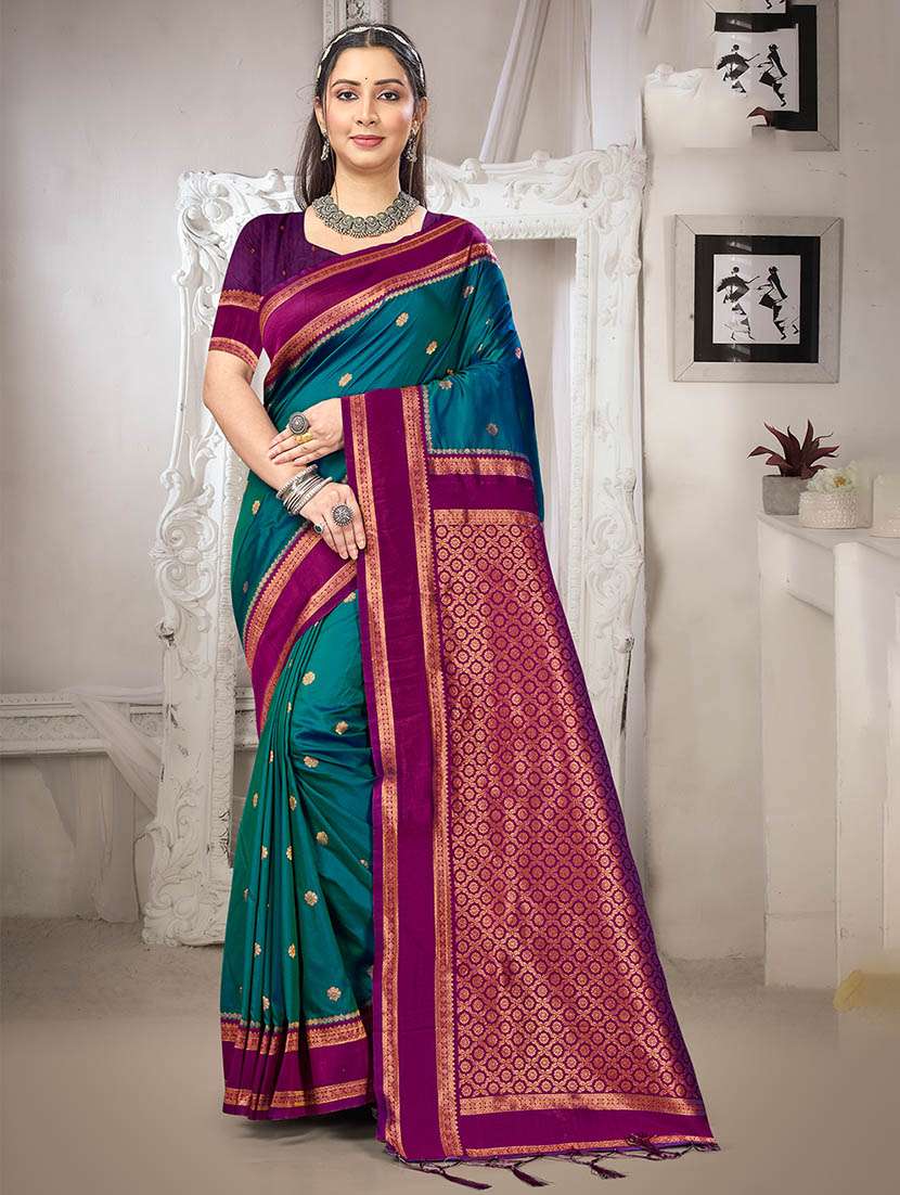 women self design banarasi saree with blouse