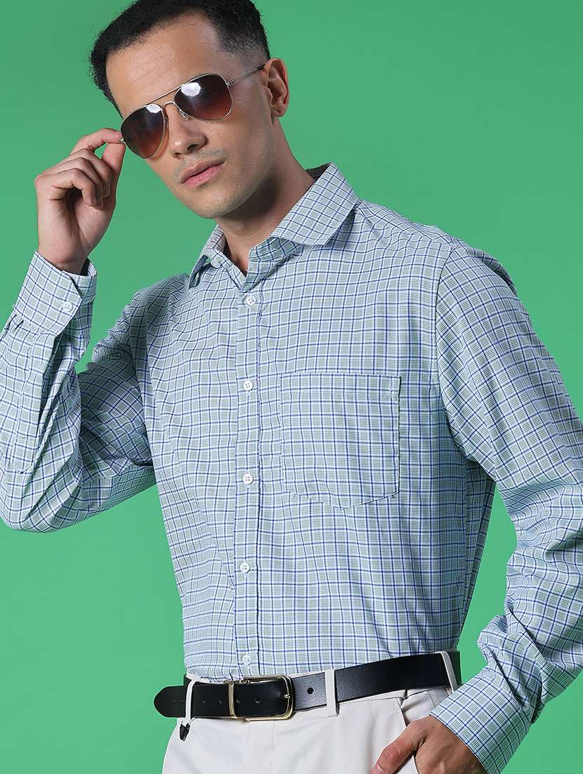 men checkered long sleeve regular fit formal shirt