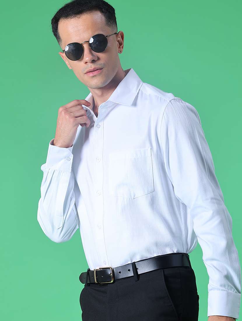 men solid long sleeve regular fit formal shirt