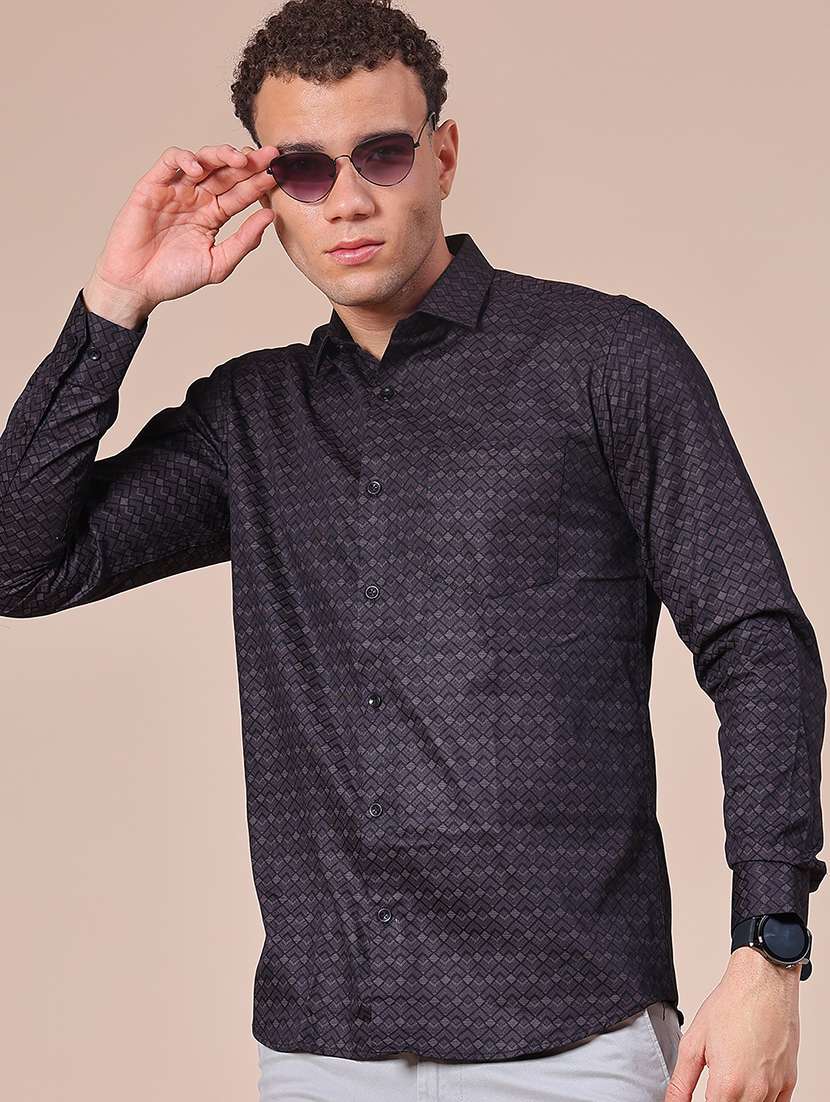 men printed long sleeve regular fit casual shirt - 22082450 -  Zoom Image - 0