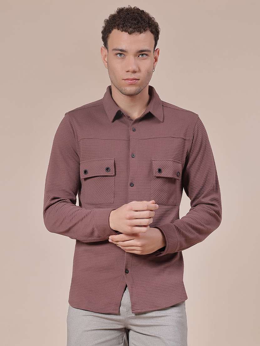 brown cotton casual shirt