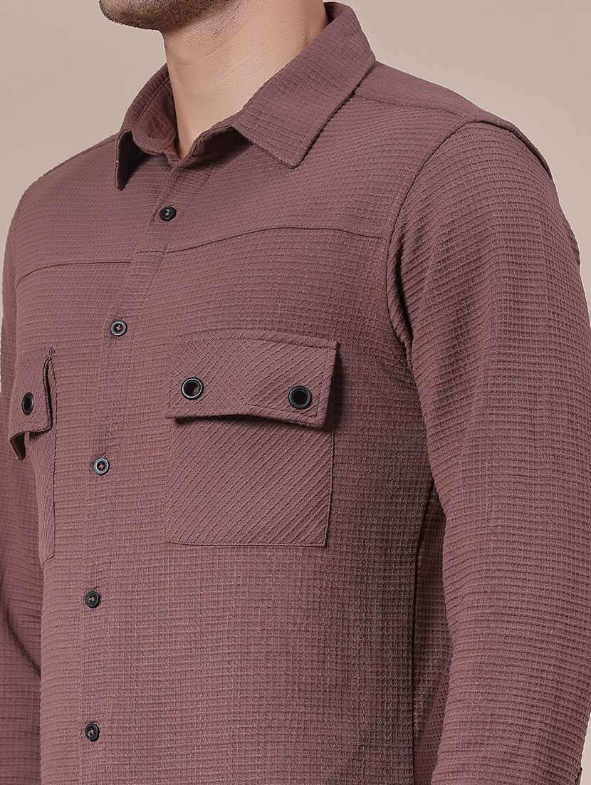 brown cotton casual shirt - 22082454 -  Standard Image - 5