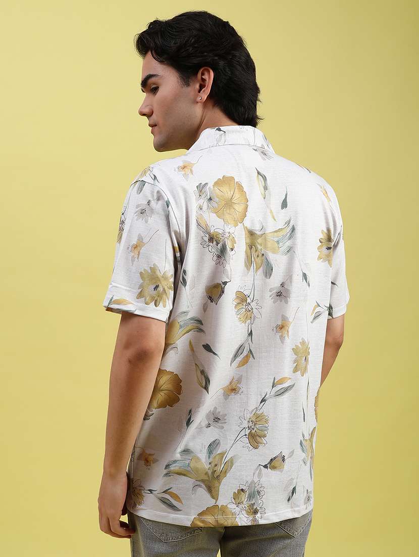 men floral printed short sleeve regular fit casual shirt - 22082458 -  Standard Image - 3