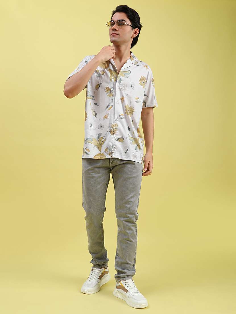men floral printed short sleeve regular fit casual shirt - 22082458 -  Standard Image - 5