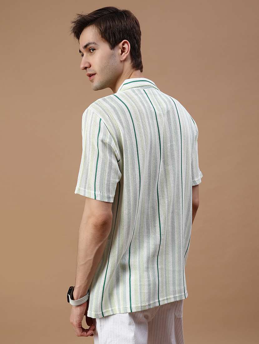 men striped short sleeve regular fit casual shirt - 22082462 -  Standard Image - 3