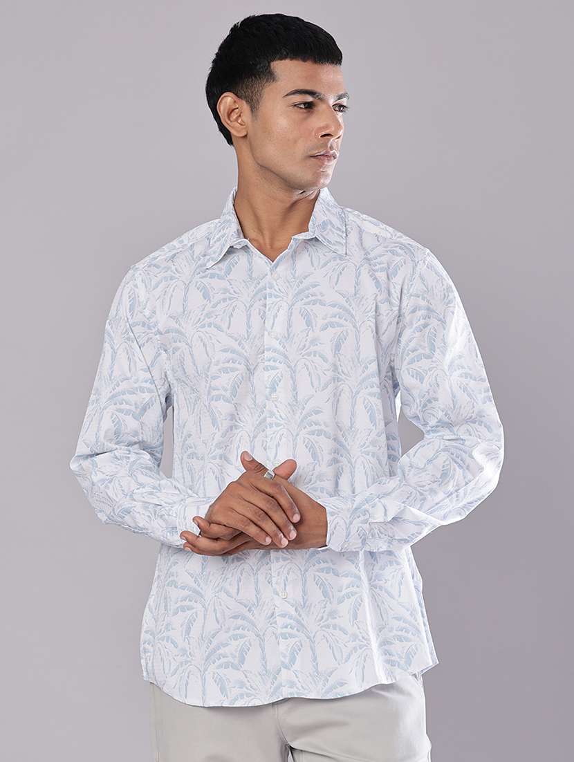 men printed long sleeve regular fit casual shirt