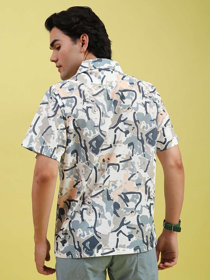 men printed short sleeve regular fit casual shirt - 22082464 -  Standard Image - 3