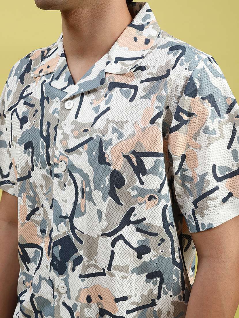 men printed short sleeve regular fit casual shirt - 22082464 -  Standard Image - 5