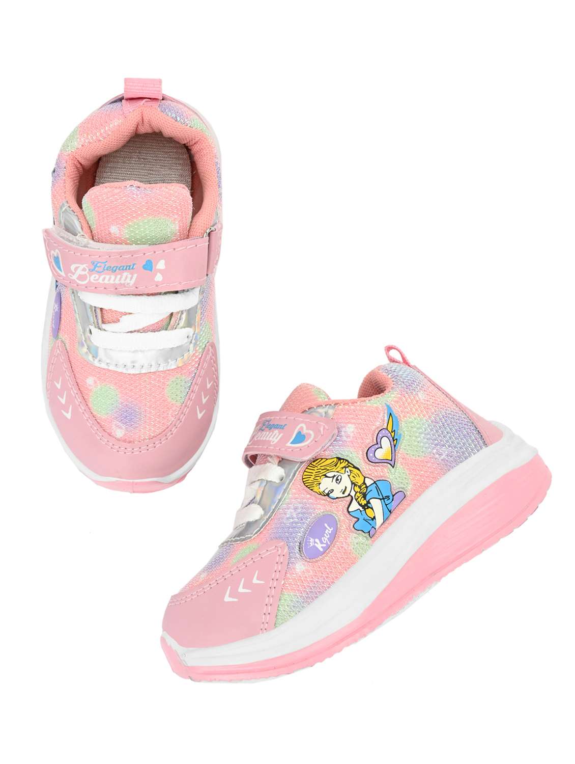 kids pink printed velcro sneaker - 22082469 - Standard Image - 3